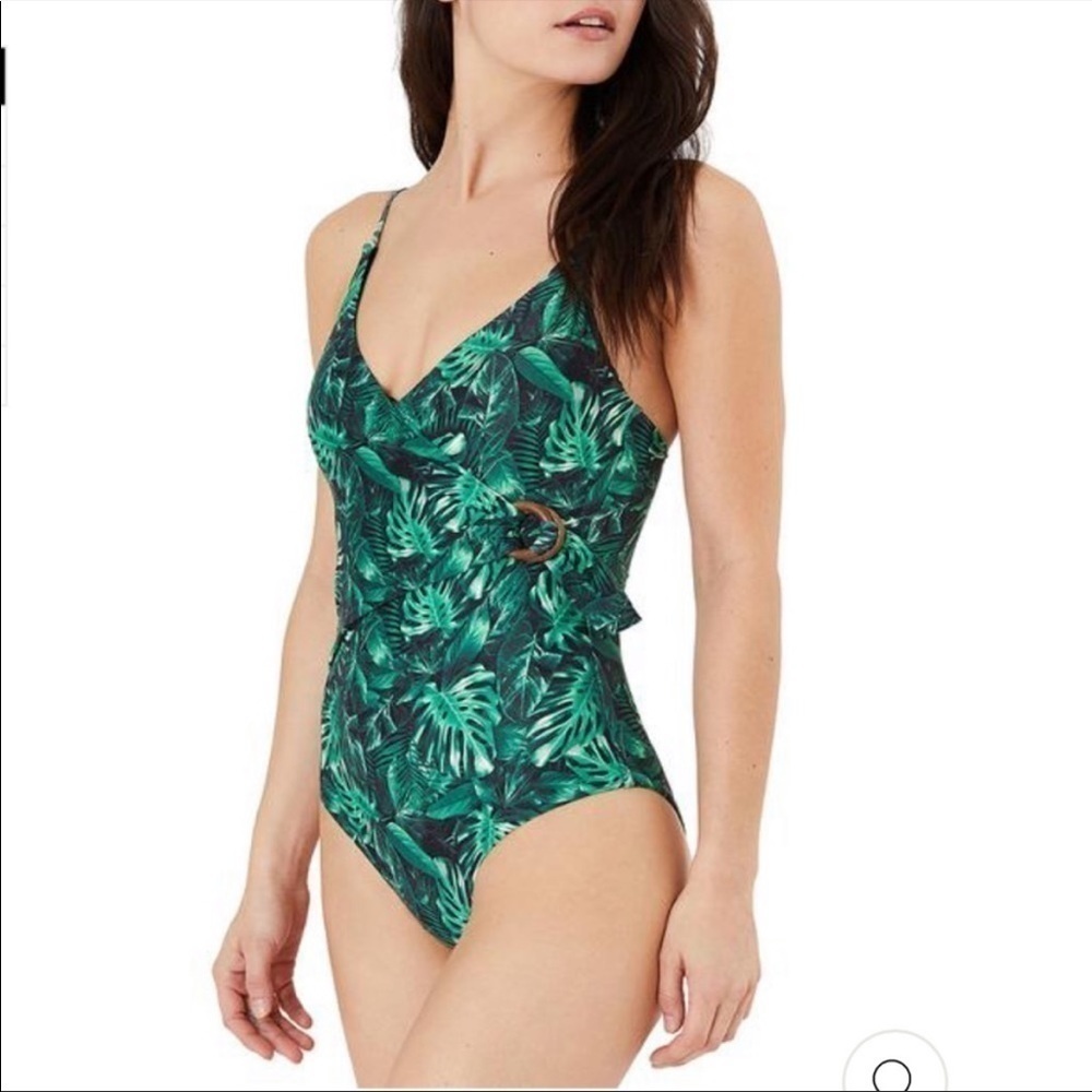 Onia rainforest black green pattern one piece swimsuit medium NWOT